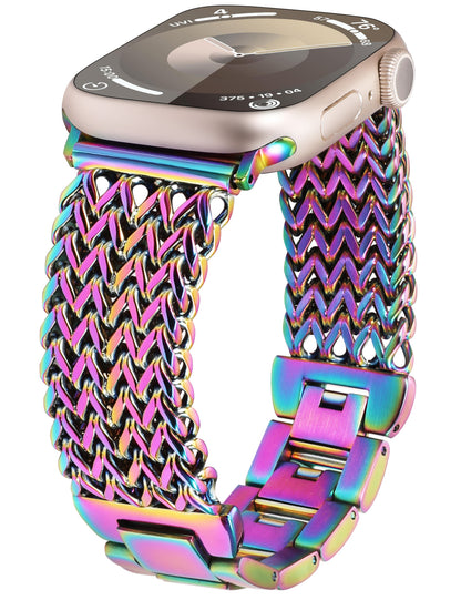 Minyee Compatible with Apple Watch Band 41/40/38/44/45/46/49/42mm Women, Dressy Stainless Steel Metal Chain Strap Mermaid Designer Link Bracelet Wristband for iWatch Series 10 9 8 7 6 5 4 3 Ultra SE