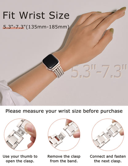 Minyee Compatible with Apple Watch Band 41/40/38/44/45/46/49/42mm Women, Dressy Stainless Steel Metal Chain Strap Mermaid Designer Link Bracelet Wristband for iWatch Series 10 9 8 7 6 5 4 3 Ultra SE