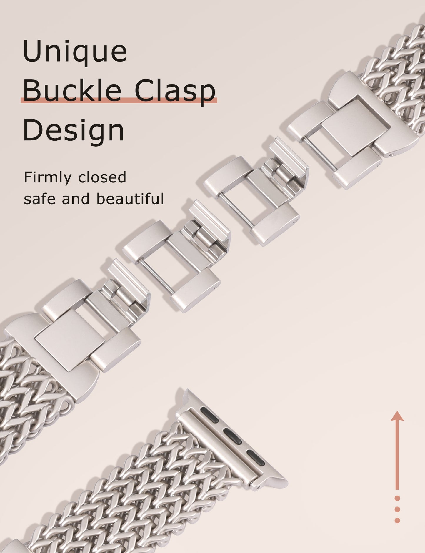 Minyee Compatible with Apple Watch Band 41/40/38/44/45/46/49/42mm Women, Dressy Stainless Steel Metal Chain Strap Mermaid Designer Link Bracelet Wristband for iWatch Series 10 9 8 7 6 5 4 3 Ultra SE