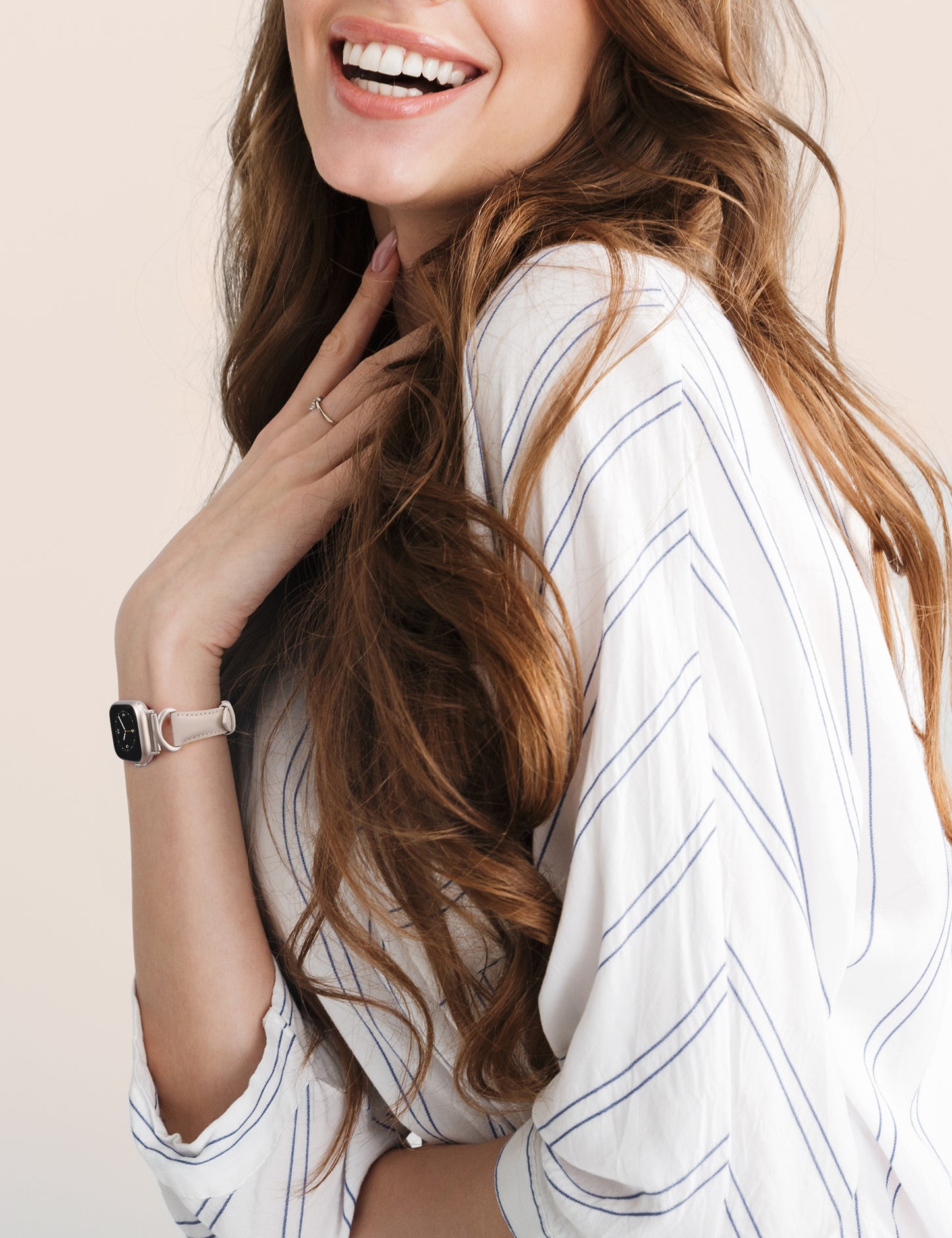 Minyee Leather Band Compatible with Apple Watch Bands 41mm 40mm 38mm 44mm 45mm 42mm 49mm Women, Slim Thin Dressy Designer Strap with C-Shape Metal Buckle for iWatch Ultra 2, Series 9/8/7/6/5/4/3/2/1/SE