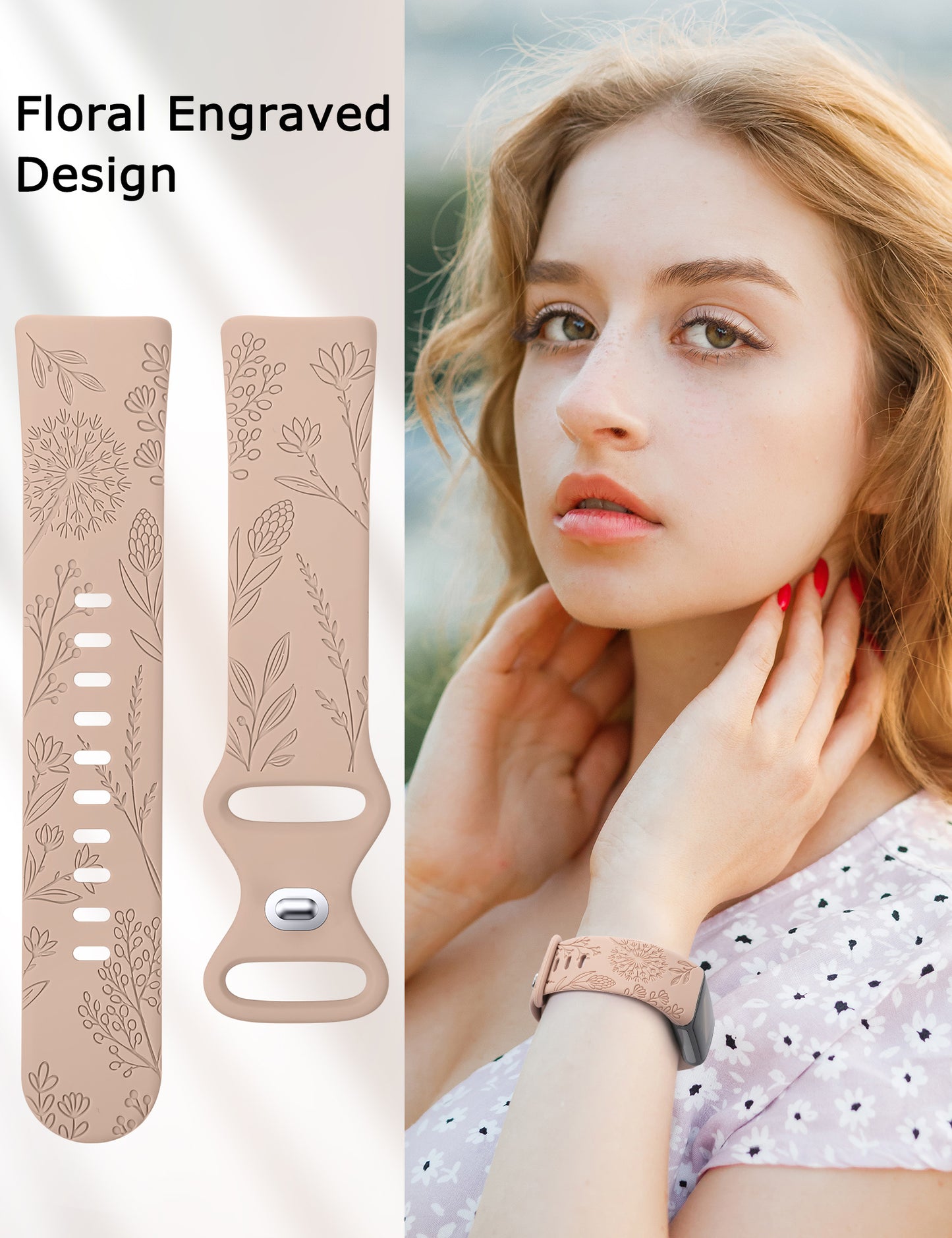 Minyee 3 Packs Floral Engraved Band Compatible with Fitbit Charge 6 Bands/Fitbit Charge 5 Bands Women, Cute Soft Silicone Dandelion Flower Pattern Sport Designer Fancy Summer Strap for Charge 6/5