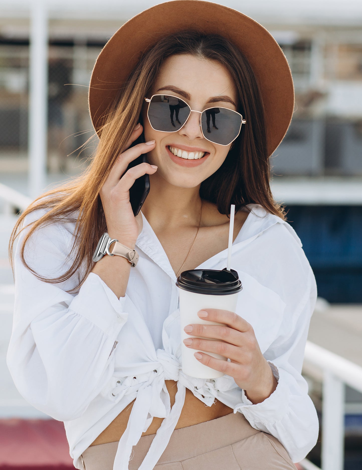 Minyee Leather Band Compatible with Fitbit Versa 2/Fitbit Versa/Versa Lite Bands Women, Slim Thin Dressy Designer Premium Leather Strap with C-Shape Metal Buckle for Versa 2 Smartwatch Accessories