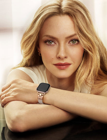 Minyee Slim Leather Band Compatible with Apple Watch Bands 38/40/41/42/44/45/46/49mm Women, Dressy Thin Soft Leather Strap with Designer Tapered Metal Buckle for iWatch Series 10/9/SE/8/7/6/5/4/3/2/1