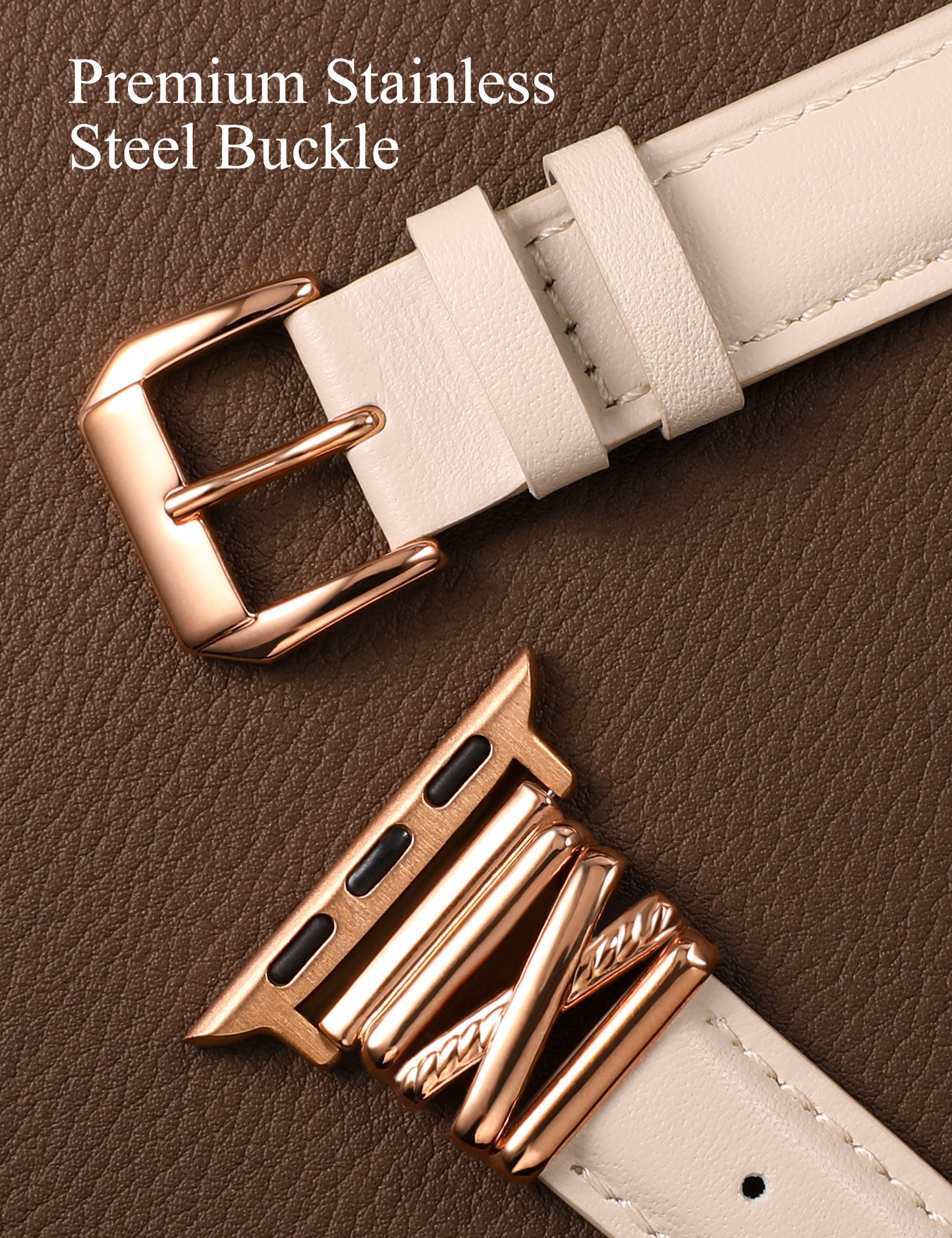 Minyee Leather Bands Compatible with Apple Watch 38/40/41/42/44/45/46/49mm Women, Dressy Slim Premium Leather Strap with Designer X-Shape Metal Buckle for iWatch Series 10 9 Ultra SE 8 7 6 5 4 3 2 1