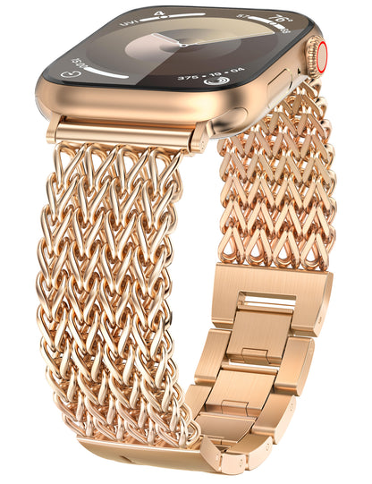 Minyee Compatible with Apple Watch Band 41/40/38/44/45/46/49/42mm Women, Dressy Stainless Steel Metal Chain Strap Mermaid Designer Link Bracelet Wristband for iWatch Series 10 9 8 7 6 5 4 3 Ultra SE