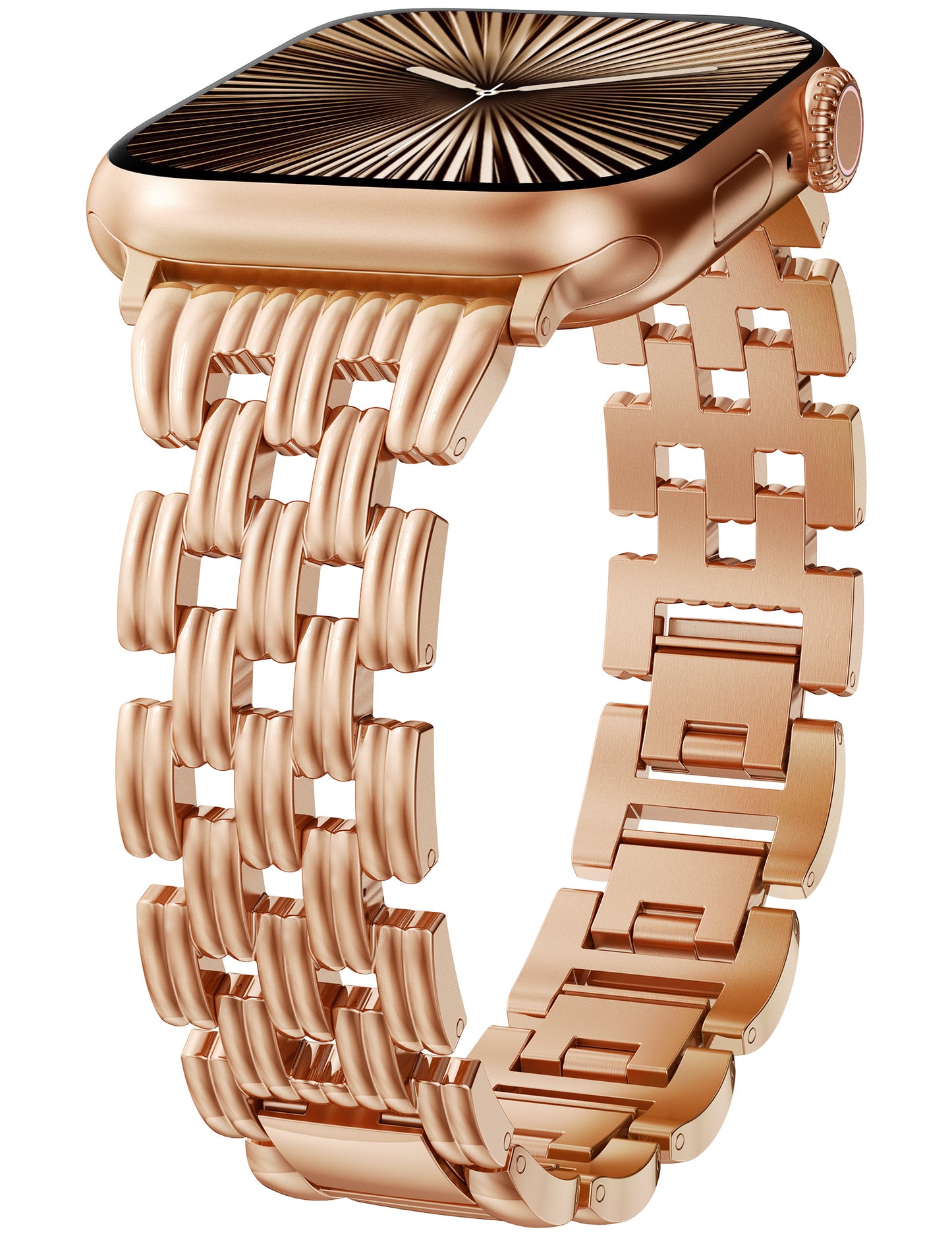 Minyee Compatible with Apple Watch Band 42/41/40/38/44/45/46/49mm Women, Dressy Basketweave Metal Strap Designer Gold Silver Link Bracelet Wristband for iWatch Series 10 9 8 7 6 5 4 3 Ultra SE