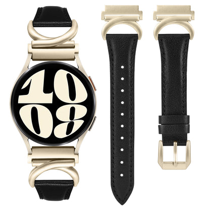 Minyee Leather Band Compatible with Samsung Galaxy Watch 7/6/5/4/FE/Active 2 40mm 44mm/Watch 6 Classic 43mm 47mm/Watch 5 Pro 45mm Bands, 20mm Slim Dressy Leather Strap with C-Shape Metal Buckle Women