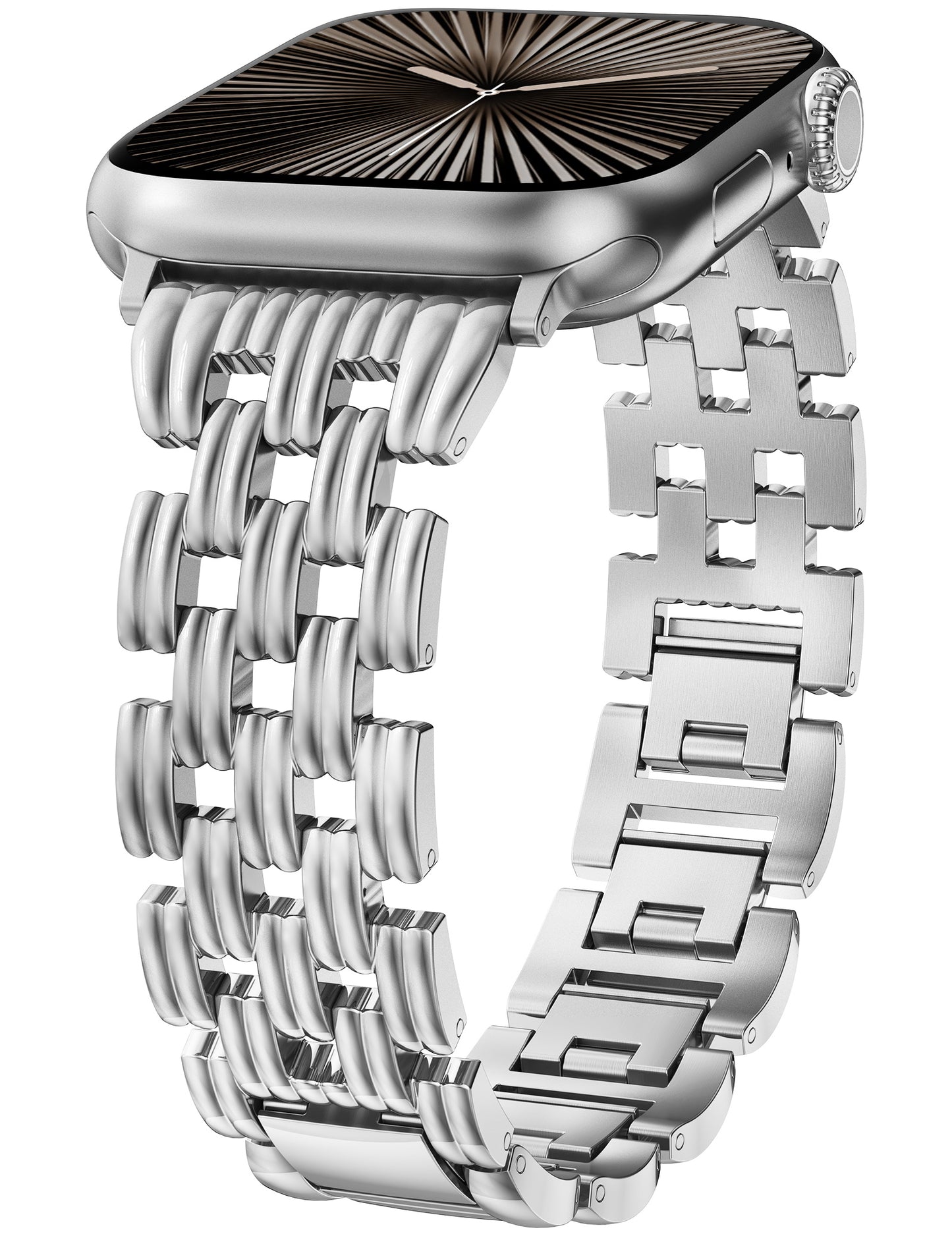 Minyee Compatible with Apple Watch Band 42/41/40/38/44/45/46/49mm Women, Dressy Basketweave Metal Strap Designer Gold Silver Link Bracelet Wristband for iWatch Series 10 9 8 7 6 5 4 3 Ultra SE