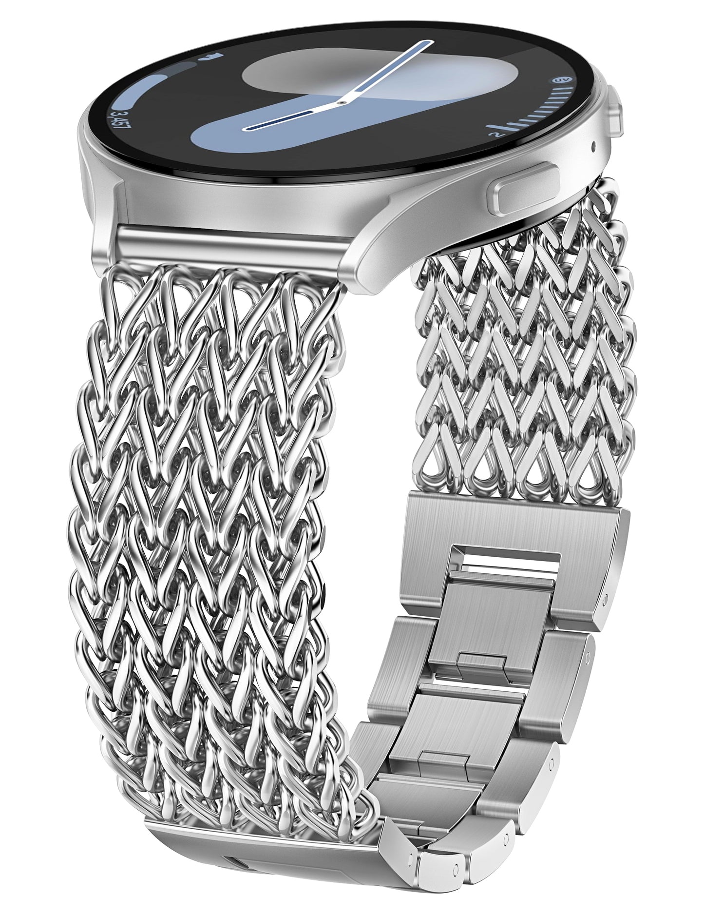 Minyee Compatible with Samsung Galaxy Watch 7 6 5 4 FE 40mm 44mm/Watch 6 Classic 43mm 47mm/Watch 5 Pro 45mm Bands Women, 20mm Dressy Stainless Steel Metal Gold Chain Strap Mermaid Designer Wristband