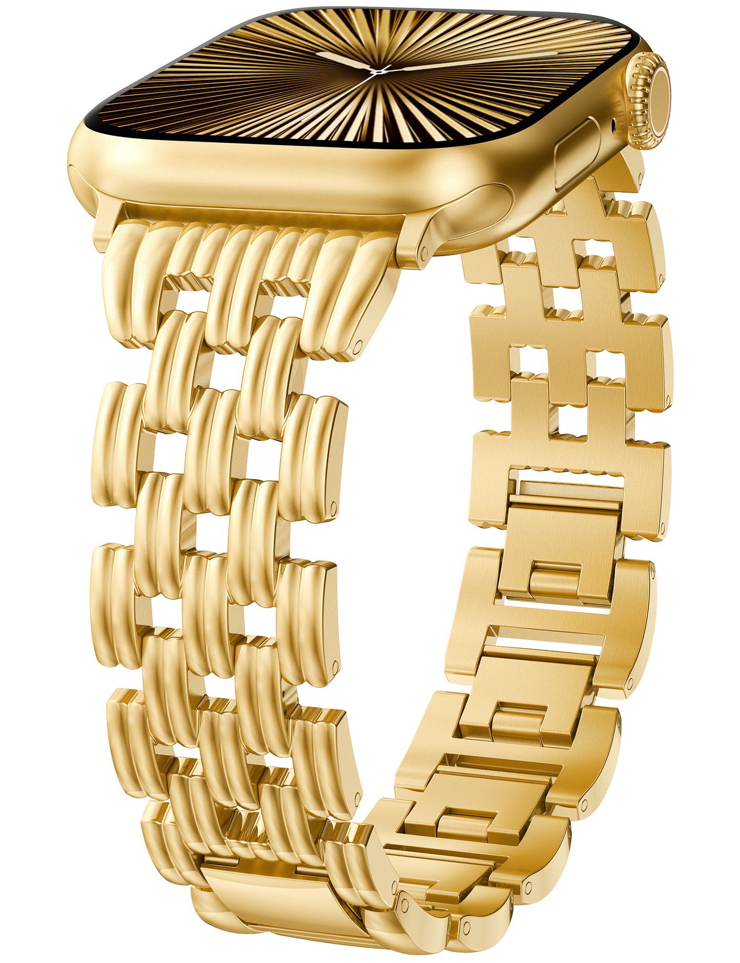 Minyee Compatible with Apple Watch Band 42/41/40/38/44/45/46/49mm Women, Dressy Basketweave Metal Strap Designer Gold Silver Link Bracelet Wristband for iWatch Series 10 9 8 7 6 5 4 3 Ultra SE