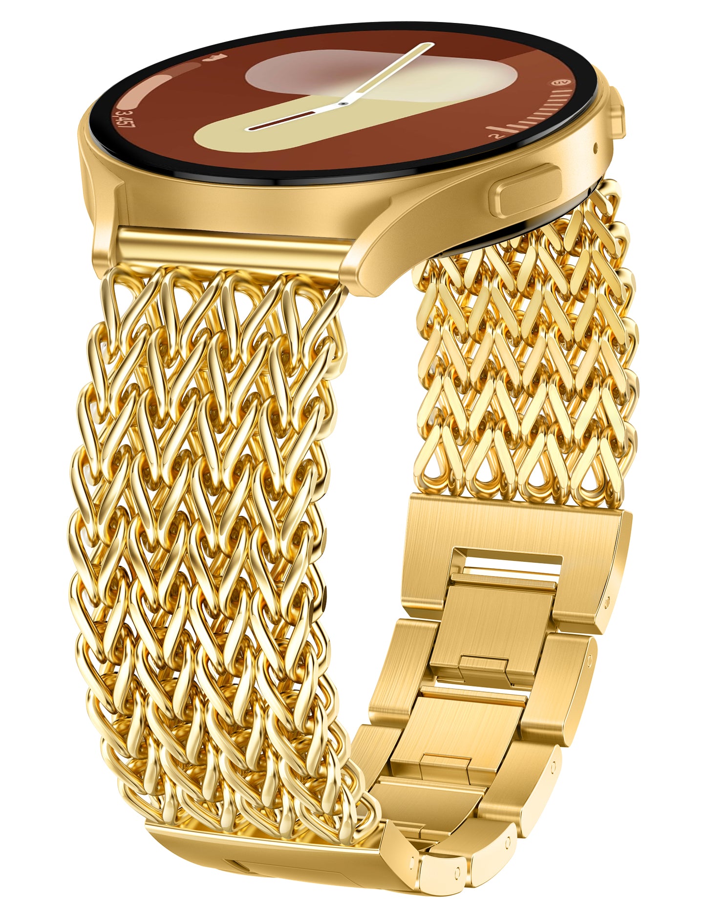 Minyee Compatible with Samsung Galaxy Watch 7 6 5 4 FE 40mm 44mm/Watch 6 Classic 43mm 47mm/Watch 5 Pro 45mm Bands Women, 20mm Dressy Stainless Steel Metal Gold Chain Strap Mermaid Designer Wristband