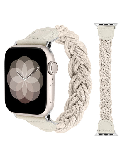 Minyee Compatible with Apple Watch Band Braided 41mm 40mm 38mm 44mm 45mm 42mm 49mm Women, Solo Loop Stretchy Designer Slim Elastic Woven Cute Bracelet for iWatch Ultra 2, Series 9/8/7/6/5/4/3/2/1/SE