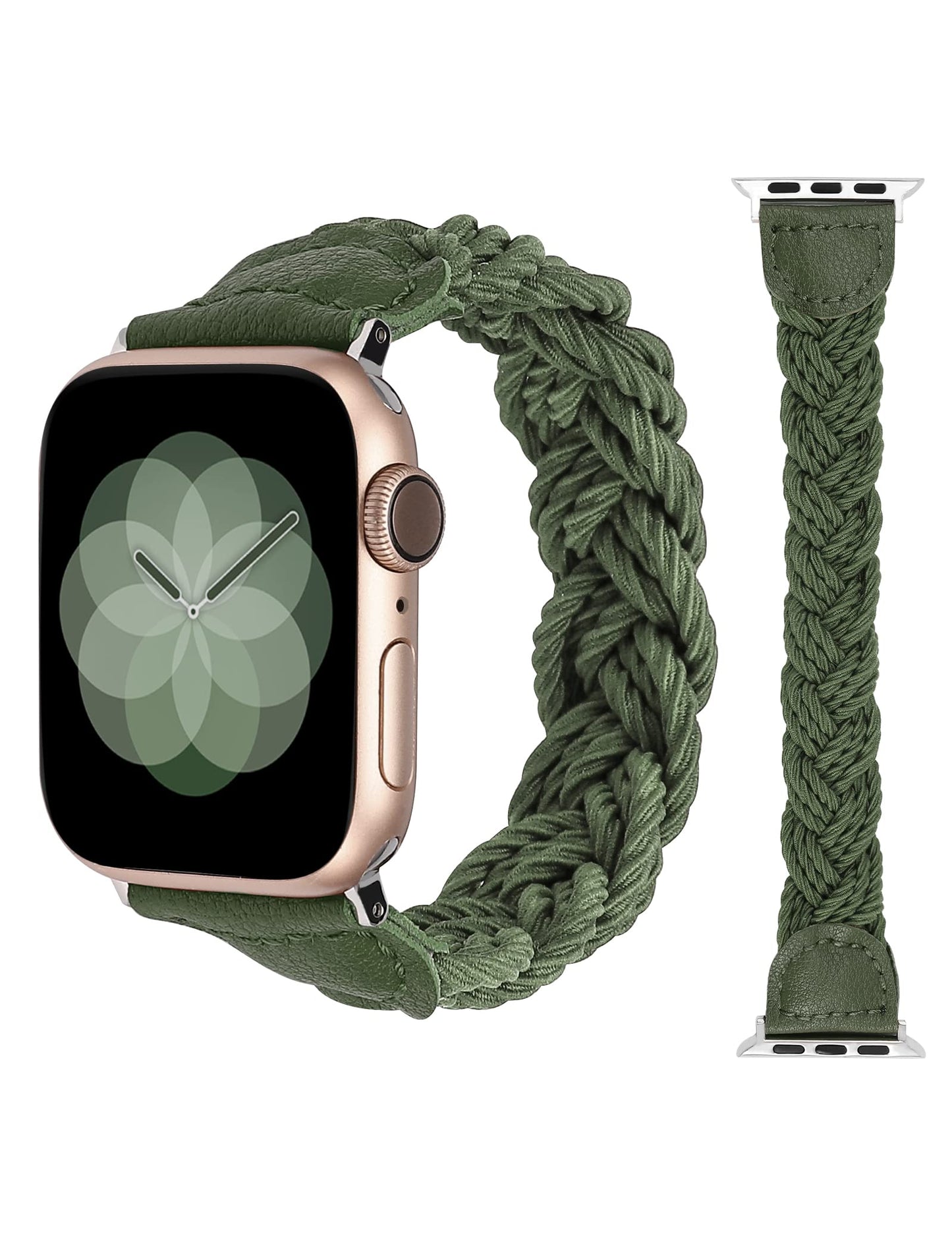Minyee Compatible with Apple Watch Band Braided 41mm 40mm 38mm 44mm 45mm 42mm 49mm Women, Solo Loop Stretchy Designer Slim Elastic Woven Cute Bracelet for iWatch Ultra 2, Series 9/8/7/6/5/4/3/2/1/SE