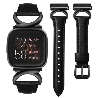 Minyee Leather Band Compatible with Fitbit Versa 2/Fitbit Versa/Versa Lite Bands Women, Slim Thin Dressy Designer Premium Leather Strap with C-Shape Metal Buckle for Versa 2 Smartwatch Accessories