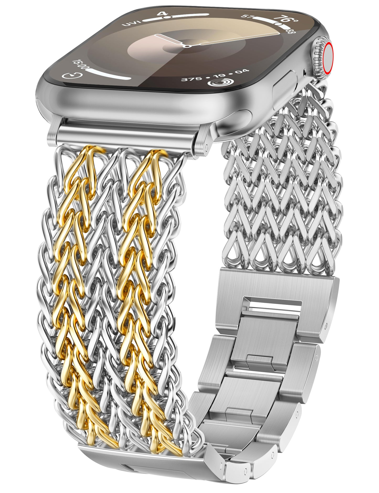 Minyee Compatible with Apple Watch Band 41/40/38/44/45/46/49/42mm Women, Dressy Stainless Steel Metal Chain Strap Mermaid Designer Link Bracelet Wristband for iWatch Series 10 9 8 7 6 5 4 3 Ultra SE