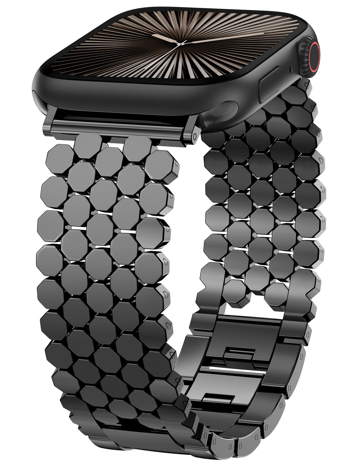 Minyee Compatible with Apple Watch Band 41/40/38/44/45/46/49/42mm Women, Dressy Honeycomb Metal Pretty Strap Designer Gold Silver Link Bracelet Wristband for iWatch Series 10 9 8 7 6 5 4 3 Ultra SE