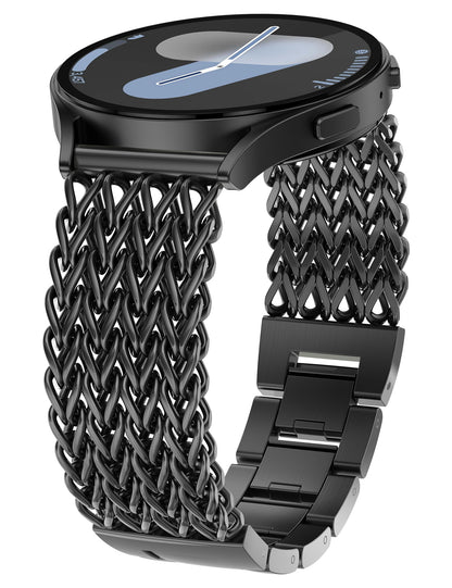 Minyee Compatible with Samsung Galaxy Watch 7 6 5 4 FE 40mm 44mm/Watch 6 Classic 43mm 47mm/Watch 5 Pro 45mm Bands Women, 20mm Dressy Stainless Steel Metal Gold Chain Strap Mermaid Designer Wristband