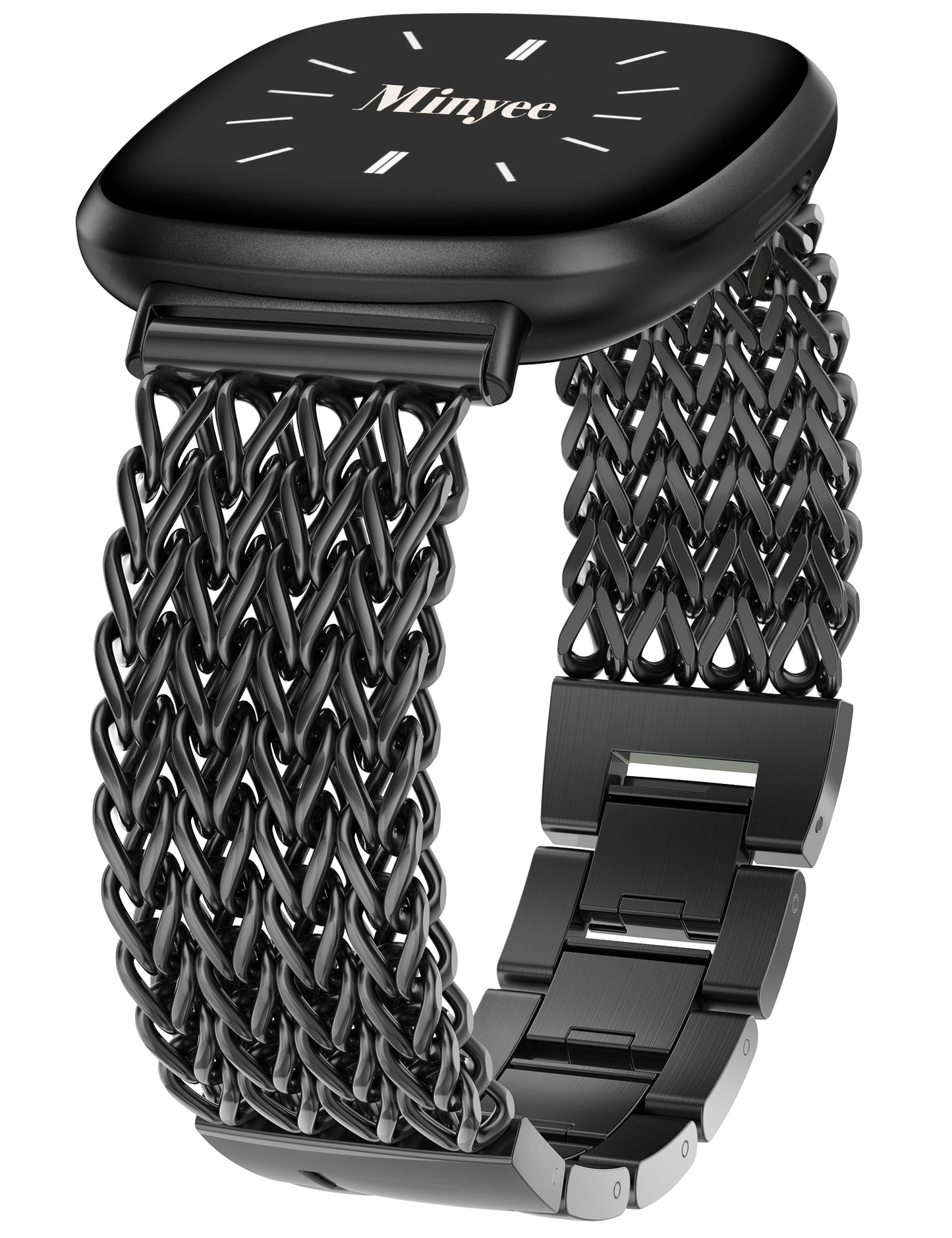 Minyee Metal Bands Compatible with Fitbit Sense 2/Versa 4/Versa 3/Sense Bands Women, Dressy Stainless Steel Multi-chain Designer Luxury Link Bracelet Wristband Replacement Strap