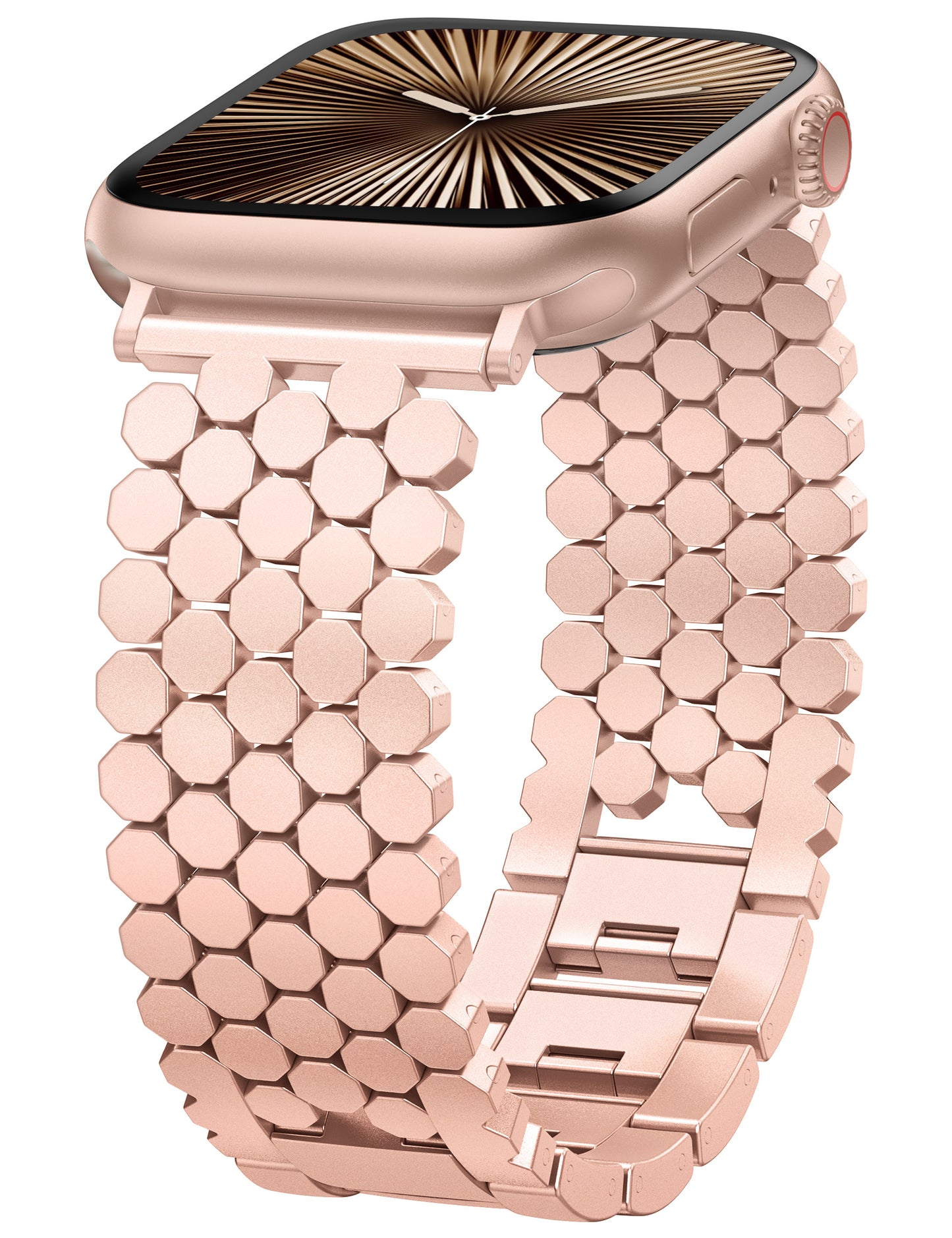 Minyee Compatible with Apple Watch Band 41/40/38/44/45/46/49/42mm Women, Dressy Honeycomb Metal Pretty Strap Designer Gold Silver Link Bracelet Wristband for iWatch Series 10 9 8 7 6 5 4 3 Ultra SE