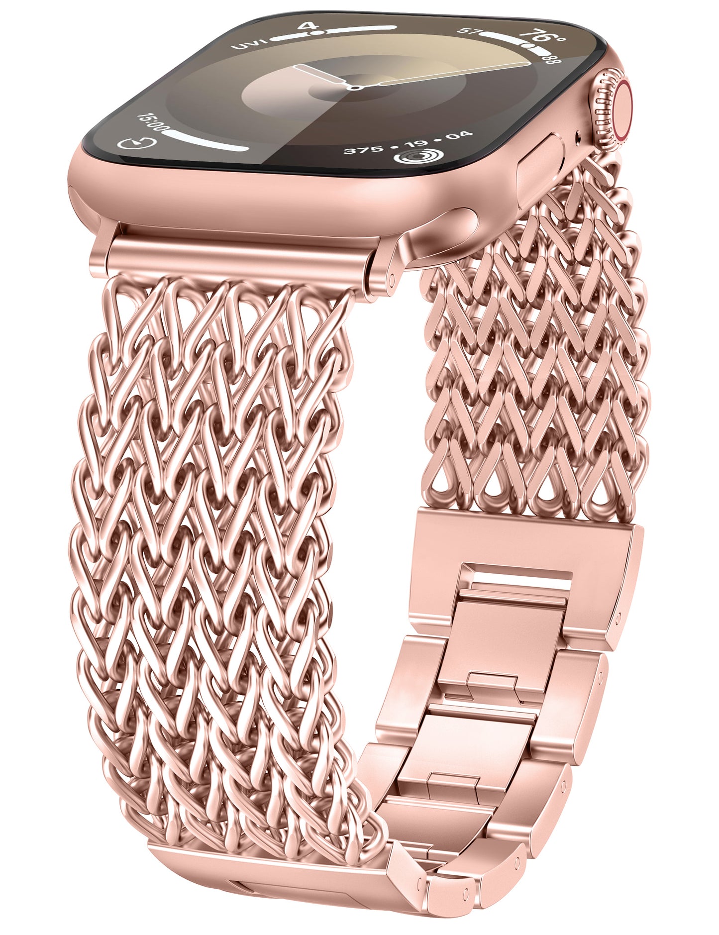 Minyee Compatible with Apple Watch Band 41/40/38/44/45/46/49/42mm Women, Dressy Stainless Steel Metal Chain Strap Mermaid Designer Link Bracelet Wristband for iWatch Series 10 9 8 7 6 5 4 3 Ultra SE