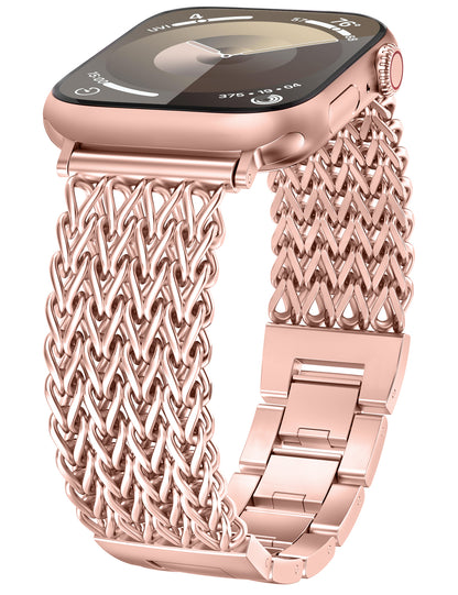 Minyee Compatible with Apple Watch Band 41/40/38/44/45/46/49/42mm Women, Dressy Stainless Steel Metal Chain Strap Mermaid Designer Link Bracelet Wristband for iWatch Series 10 9 8 7 6 5 4 3 Ultra SE