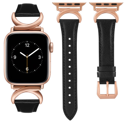 Minyee Leather Band Compatible with Apple Watch Bands 41mm 40mm 38mm 44mm 45mm 42mm 49mm Women, Slim Thin Dressy Designer Strap with C-Shape Metal Buckle for iWatch Ultra 2, Series 9/8/7/6/5/4/3/2/1/SE