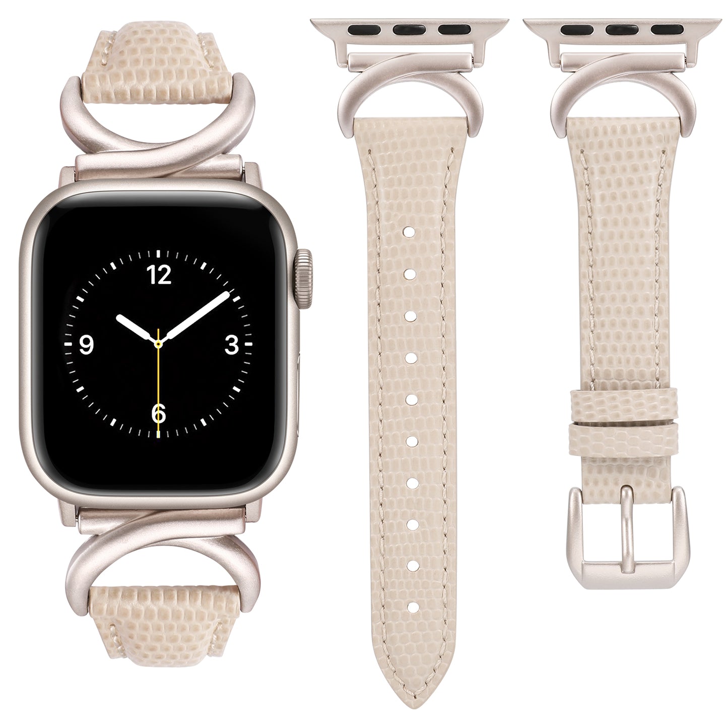 Minyee Leather Band Compatible with Apple Watch Bands 41mm 40mm 38mm 44mm 45mm 42mm 49mm Women, Slim Thin Dressy Designer Strap with C-Shape Metal Buckle for iWatch Ultra 2, Series 9/8/7/6/5/4/3/2/1/SE