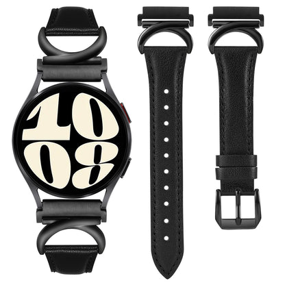 Minyee Leather Band Compatible with Samsung Galaxy Watch 7/6/5/4/FE/Active 2 40mm 44mm/Watch 6 Classic 43mm 47mm/Watch 5 Pro 45mm Bands, 20mm Slim Dressy Leather Strap with C-Shape Metal Buckle Women