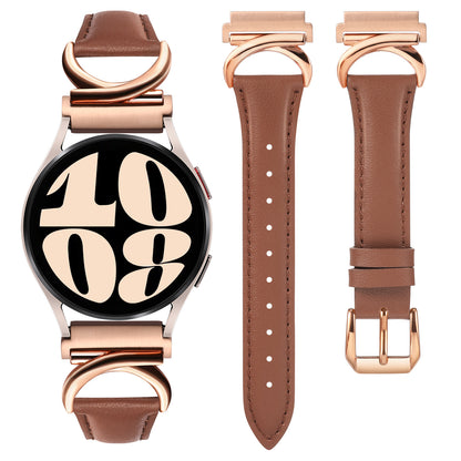 Minyee Leather Band Compatible with Samsung Galaxy Watch 7/6/5/4/FE/Active 2 40mm 44mm/Watch 6 Classic 43mm 47mm/Watch 5 Pro 45mm Bands, 20mm Slim Dressy Leather Strap with C-Shape Metal Buckle Women