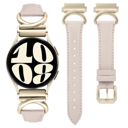 Minyee Leather Band Compatible with Samsung Galaxy Watch 7/6/5/4/FE/Active 2 40mm 44mm/Watch 6 Classic 43mm 47mm/Watch 5 Pro 45mm Bands, 20mm Slim Dressy Leather Strap with C-Shape Metal Buckle Women