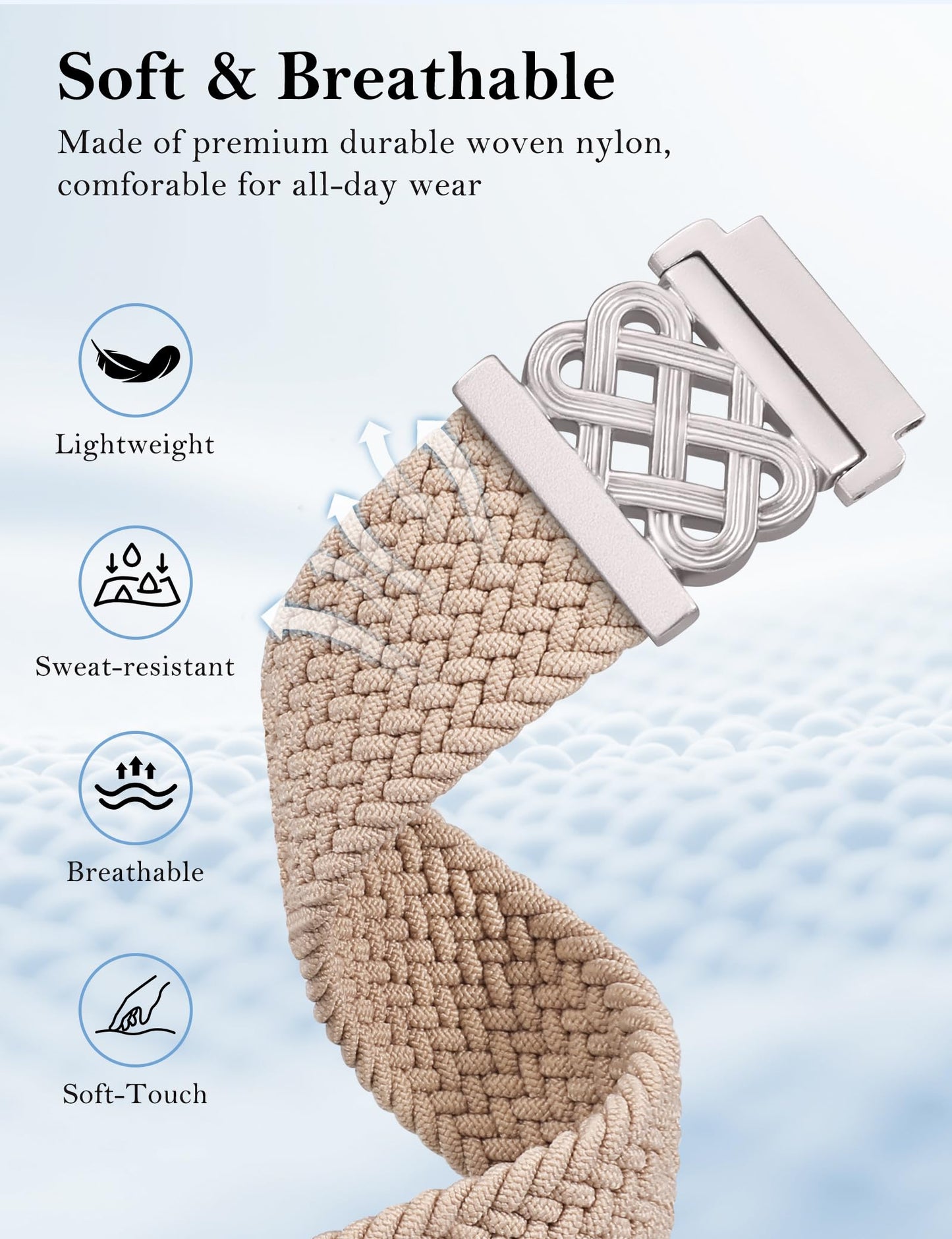 Minyee 20mm Magnetic Braided Nylon Band Compatible with Garmin Vivoactive 6/Vivoactive 5/3/3 Music Elastic Bracelet, Dressy Celtic Knot Fancy Stretchy Strap for Venu Sq 2/Forerunner 55/165/245/645