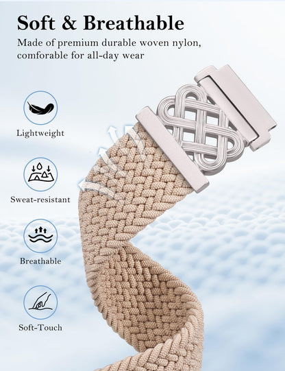 Minyee 20mm Magnetic Braided Nylon Band Compatible with Garmin Vivoactive 6/Vivoactive 5/3/3 Music Elastic Bracelet, Dressy Celtic Knot Fancy Stretchy Strap for Venu Sq 2/Forerunner 55/165/245/645