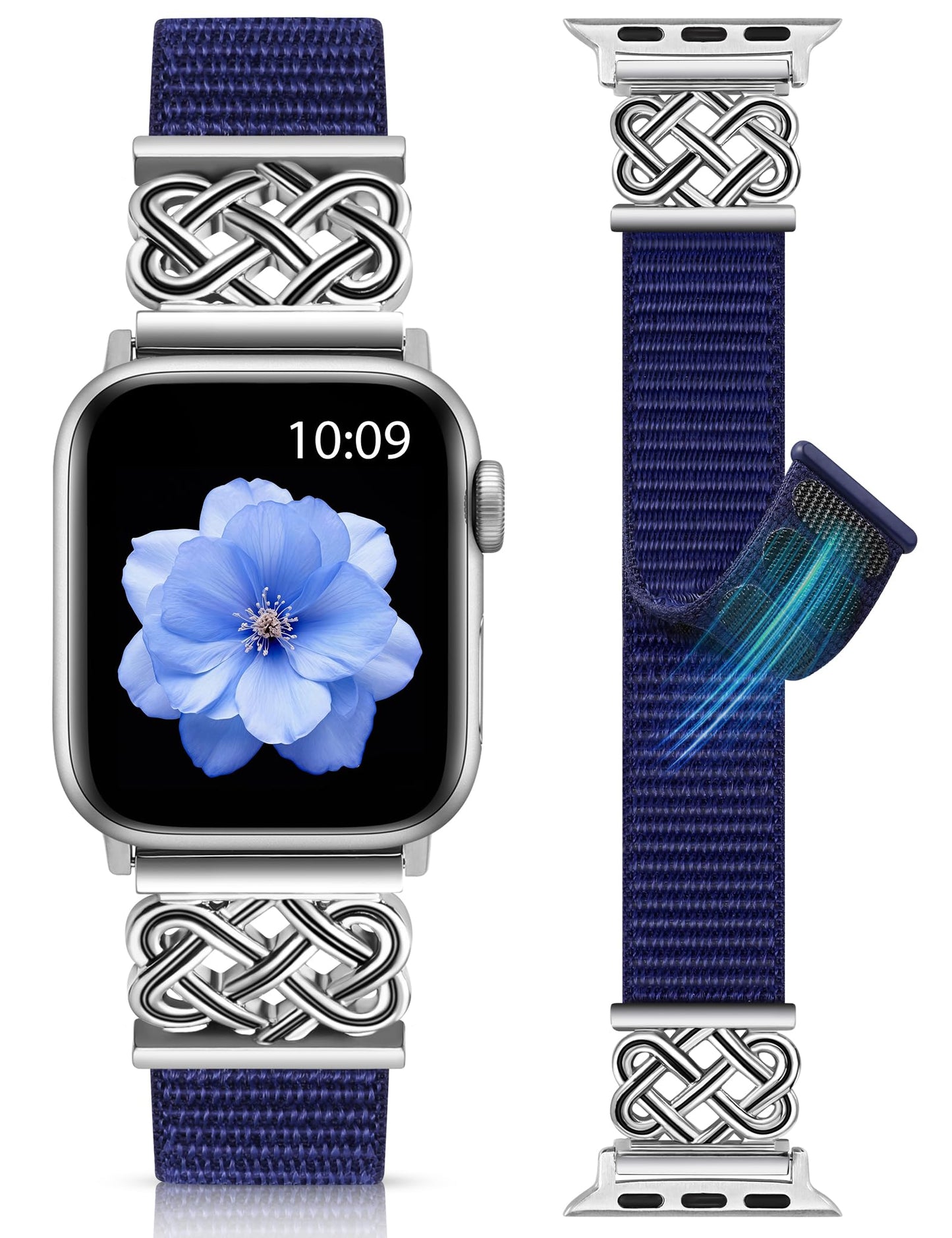 Minyee Nylon Loop Band Compatible with Apple Watch Bands 38/40/41/42/44/45/46/49mm Women Men, Celtic Knot Dressy Adjustable Breathable Braided Straps for iWatch Series 11 10 9 8 7 6 5 4 SE/Ultra 3 2 1