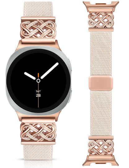 Minyee Magnetic Stretchy Band Compatible with Samsung Galaxy Watch 8 40mm 44mm/8 Classic 46mm Bands Women Men, Celtic Knot No Gap One-Click Soft Elastic Nylon Fabric Magnet Strap,NOT for Other Models
