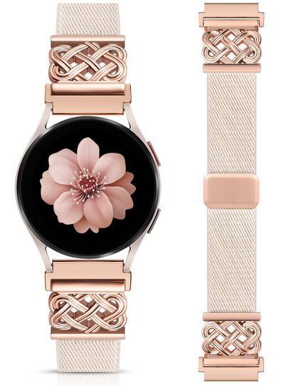 Minyee Magnetic Stretchy Band Compatible with Samsung Galaxy Watch 7/6/5/4/FE/Active 2 40mm 44mm/Watch 6 Classic 43mm 47mm/5 Pro 45mm Women Men,20mm Celtic Knot Soft Elastic Nylon Fabric Dressy Strap