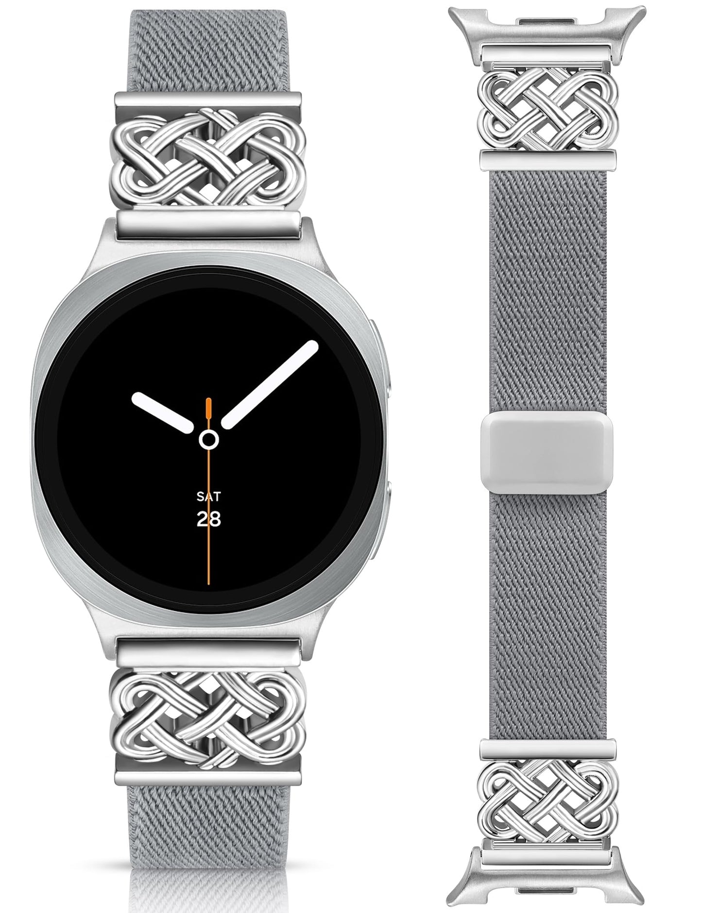 Minyee Magnetic Stretchy Band Compatible with Samsung Galaxy Watch 8 40mm 44mm/8 Classic 46mm Bands Women Men, Celtic Knot No Gap One-Click Soft Elastic Nylon Fabric Magnet Strap,NOT for Other Models