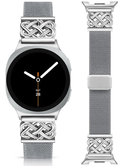Minyee Magnetic Stretchy Band Compatible with Samsung Galaxy Watch 8 40mm 44mm/8 Classic 46mm Bands Women Men, Celtic Knot No Gap One-Click Soft Elastic Nylon Fabric Magnet Strap,NOT for Other Models