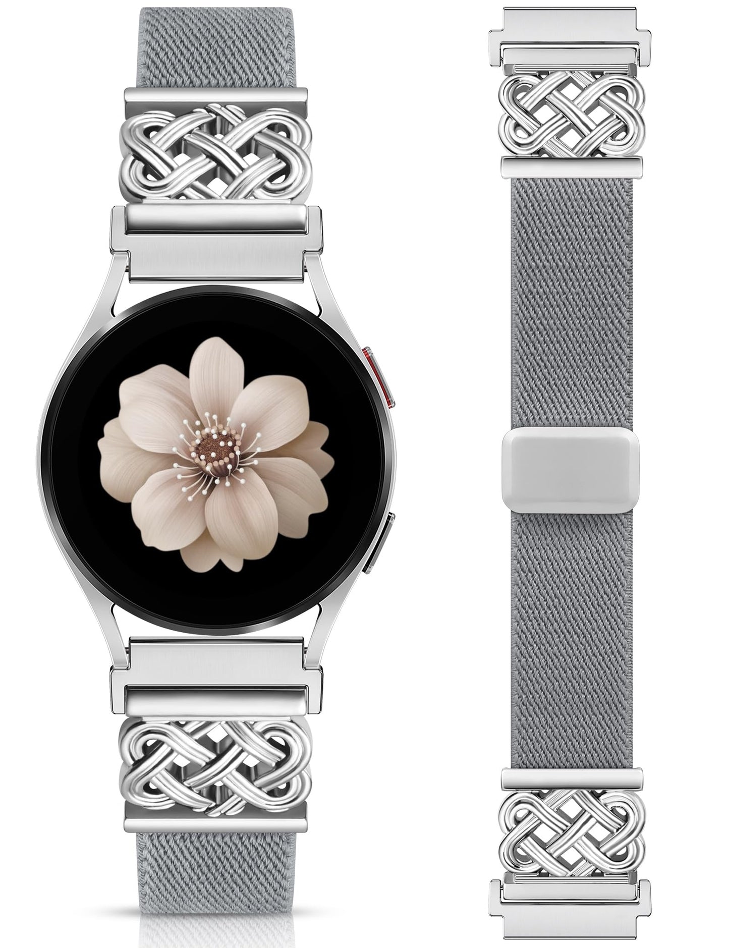 Minyee Magnetic Stretchy Band Compatible with Samsung Galaxy Watch 7/6/5/4/FE/Active 2 40mm 44mm/Watch 6 Classic 43mm 47mm/5 Pro 45mm Women Men,20mm Celtic Knot Soft Elastic Nylon Fabric Dressy Strap