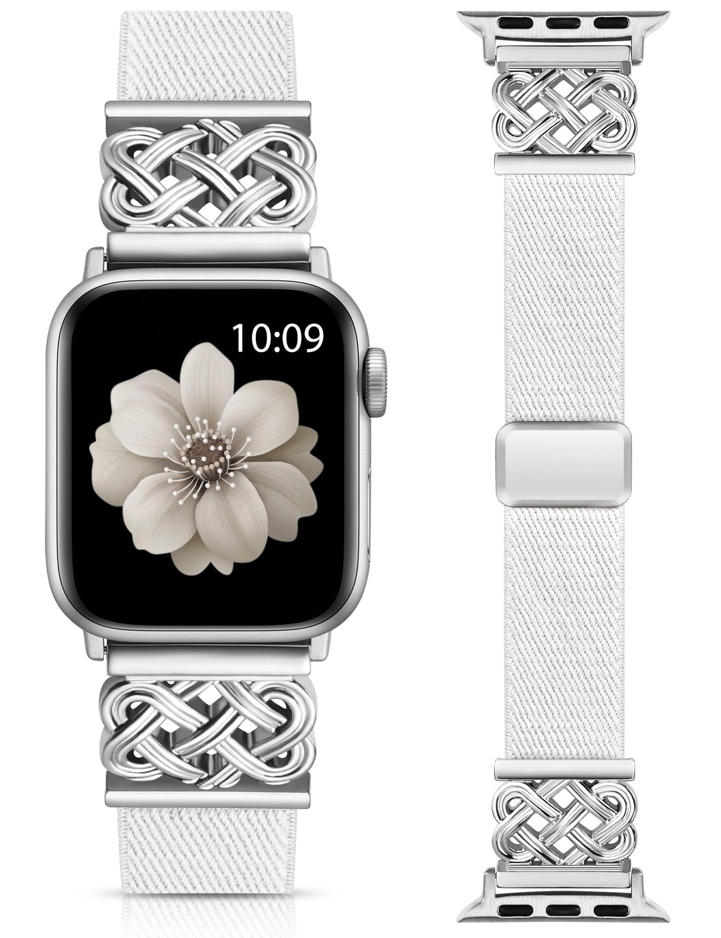 Minyee Magnetic Stretchy Band Compatible with Apple Watch Bands 38/40/41/42/44/45/46/49mm Women Men, Celtic Knot Soft Elastic Nylon Fabric Strap for iWatch Series 11 10 9 8 7 6 5 4 SE/Ultra 3 2 1