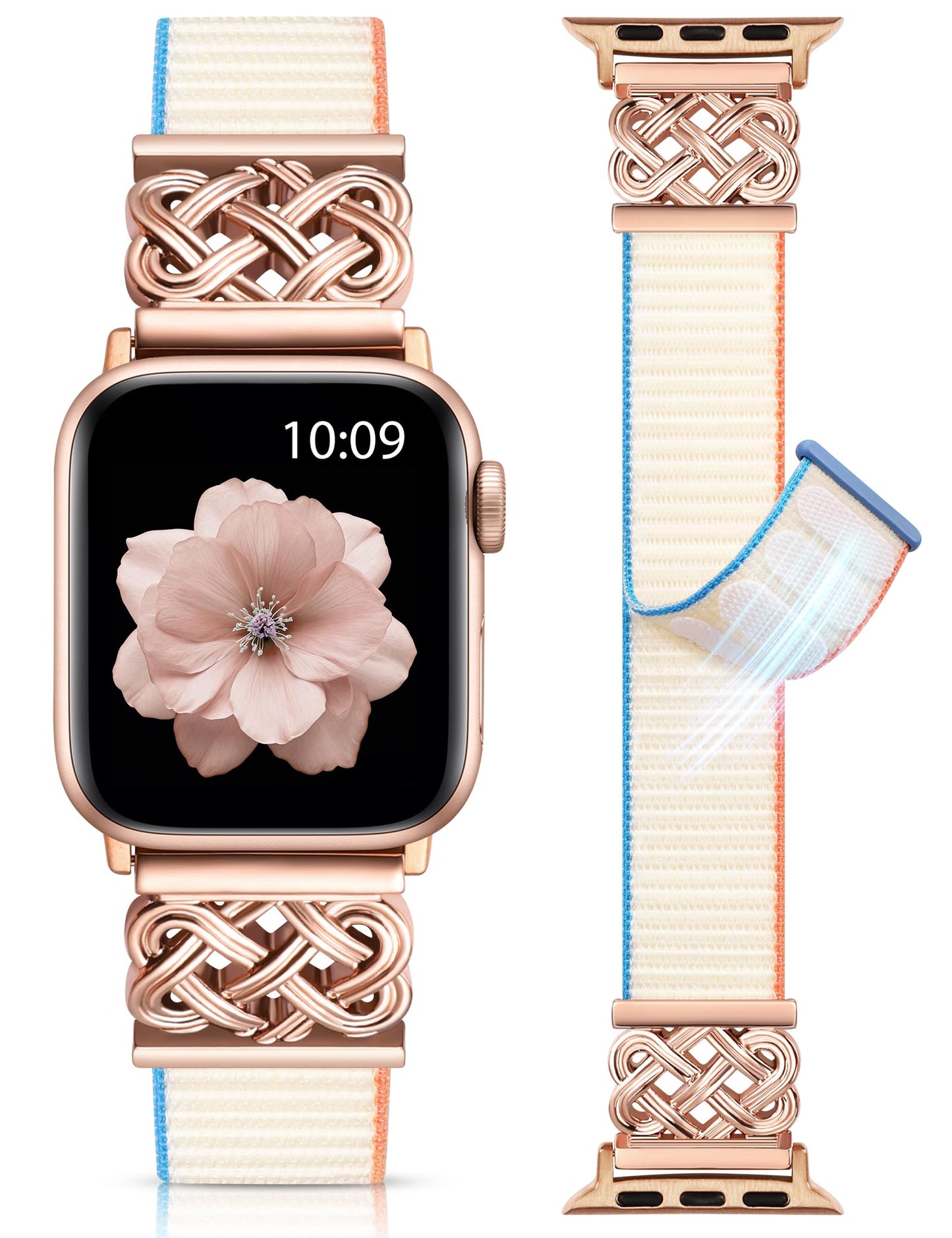 Minyee Nylon Loop Band Compatible with Apple Watch Bands 38/40/41/42/44/45/46/49mm Women Men, Celtic Knot Dressy Adjustable Breathable Braided Straps for iWatch Series 11 10 9 8 7 6 5 4 SE/Ultra 3 2 1