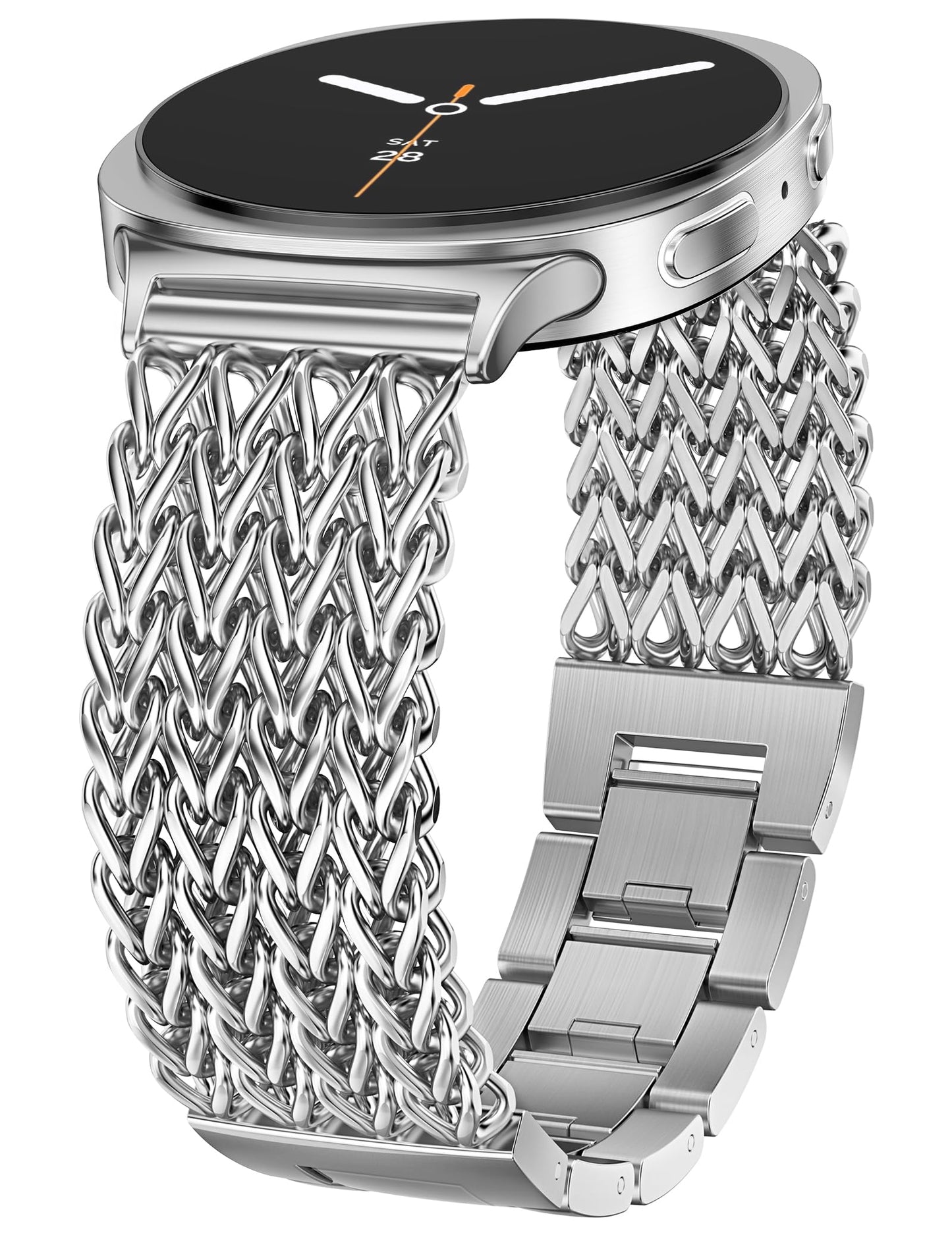 Minyee Metal Band Compatible with Samsung Galaxy Watch 8 40mm 44mm/ 8 Classic 46mm Bands, No Gap One-Click Dressy Stainless Steel Metal Gold Multi-chain Strap Mermaid Style Link Bracelet Wristband