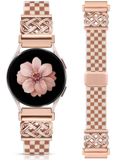 Minyee Magnetic Stretchy Band Compatible with Samsung Galaxy Watch 7/6/5/4/FE/Active 2 40mm 44mm/Watch 6 Classic 43mm 47mm/5 Pro 45mm Women Men,20mm Celtic Knot Soft Elastic Nylon Fabric Dressy Strap