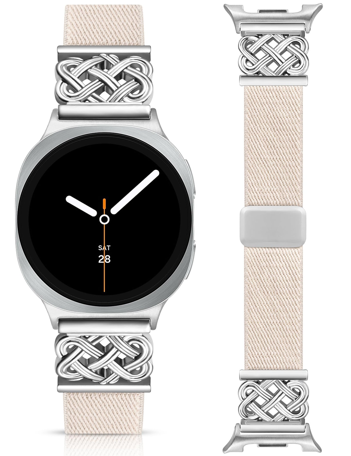 Minyee Magnetic Stretchy Band Compatible with Samsung Galaxy Watch 8 40mm 44mm/8 Classic 46mm Bands Women Men, Celtic Knot No Gap One-Click Soft Elastic Nylon Fabric Magnet Strap,NOT for Other Models