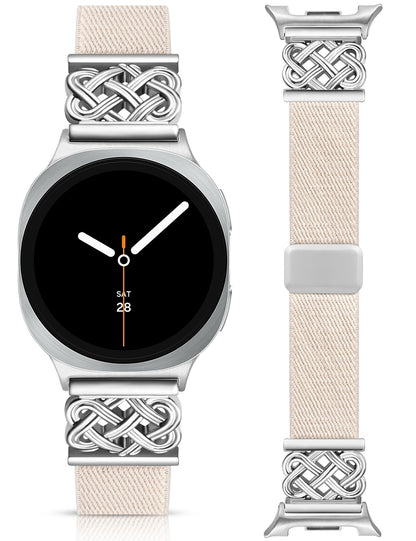 Minyee Magnetic Stretchy Band Compatible with Samsung Galaxy Watch 8 40mm 44mm/8 Classic 46mm Bands Women Men, Celtic Knot No Gap One-Click Soft Elastic Nylon Fabric Magnet Strap,NOT for Other Models