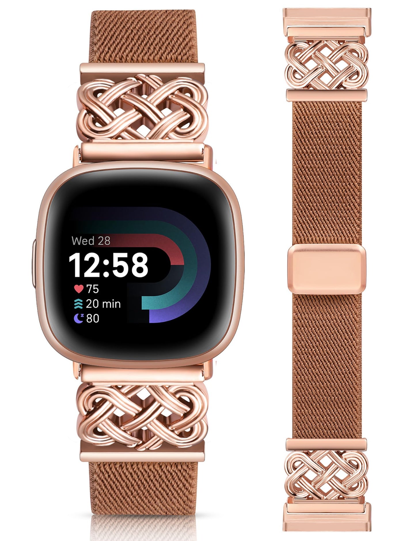 Minyee Magnetic Stretchy Band Compatible with Fitbit Versa 4/3/Fitbit Sense 2/1 Watch Bands Women Men, Celtic Knot Soft Elastic Nylon Fabric Dressy Cute Strap for Versa 3 4 Sense 2 Smartwatch