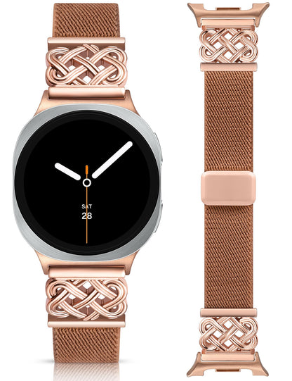 Minyee Magnetic Stretchy Band Compatible with Samsung Galaxy Watch 8 40mm 44mm/8 Classic 46mm Bands Women Men, Celtic Knot No Gap One-Click Soft Elastic Nylon Fabric Magnet Strap,NOT for Other Models