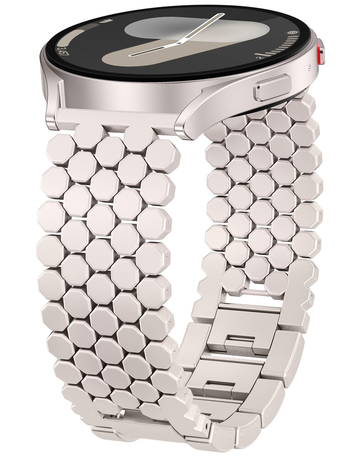 Minyee Compatible with Samsung Galaxy Watch 7 6 5 4 FE 40mm 44mm/Watch 6 Classic 43mm 47mm/Watch 5 Pro 45mm Bands for Women, 20mm Dressy Metal Gold Chain Honeycomb Luxury Chic Link Bracelet Strap