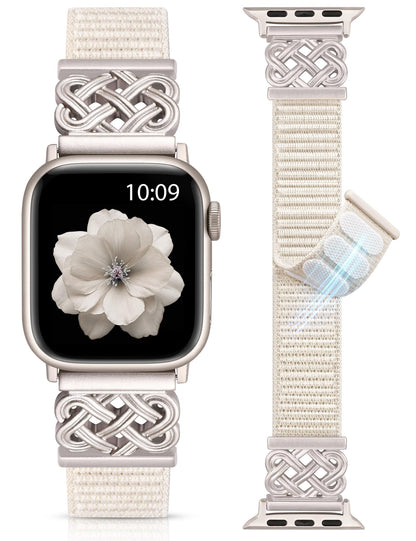 Minyee Nylon Loop Band Compatible with Apple Watch Bands 38/40/41/42/44/45/46/49mm Women Men, Celtic Knot Dressy Adjustable Breathable Braided Straps for iWatch Series 11 10 9 8 7 6 5 4 SE/Ultra 3 2 1