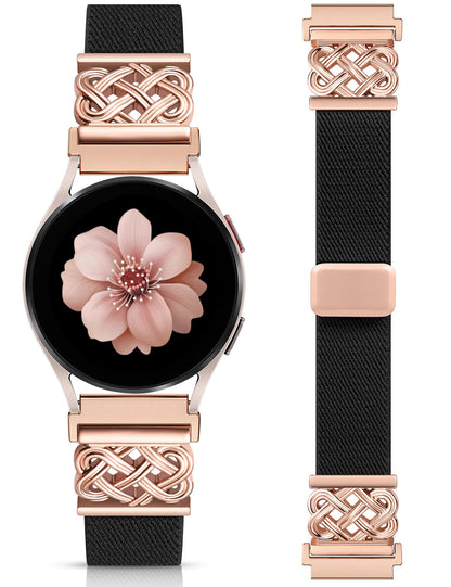 Minyee Magnetic Stretchy Band Compatible with Samsung Galaxy Watch 7/6/5/4/FE/Active 2 40mm 44mm/Watch 6 Classic 43mm 47mm/5 Pro 45mm Women Men,20mm Celtic Knot Soft Elastic Nylon Fabric Dressy Strap