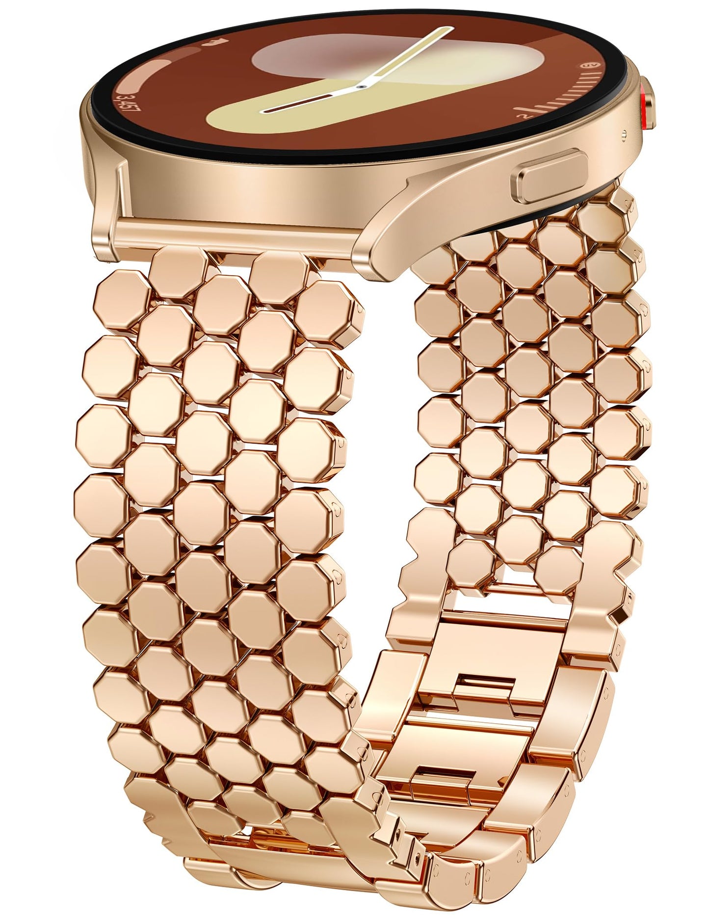 Minyee Compatible with Samsung Galaxy Watch 7 6 5 4 FE 40mm 44mm/Watch 6 Classic 43mm 47mm/Watch 5 Pro 45mm Bands for Women, 20mm Dressy Metal Gold Chain Honeycomb Luxury Chic Link Bracelet Strap